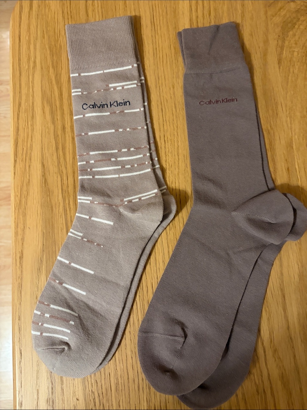 Calvin Klein Men’s Taupe Dress Socks Duo - Solid & Striped